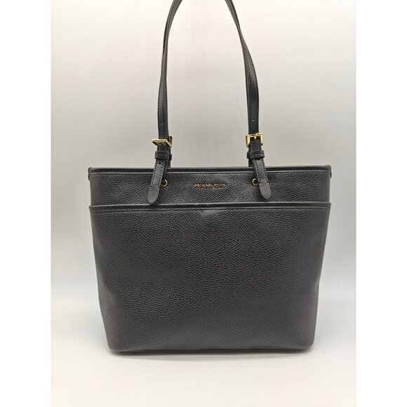 MICHAEL KORS Winston pebbled leather zip top women's large tote bag - BLACK - Picture 2 of 11